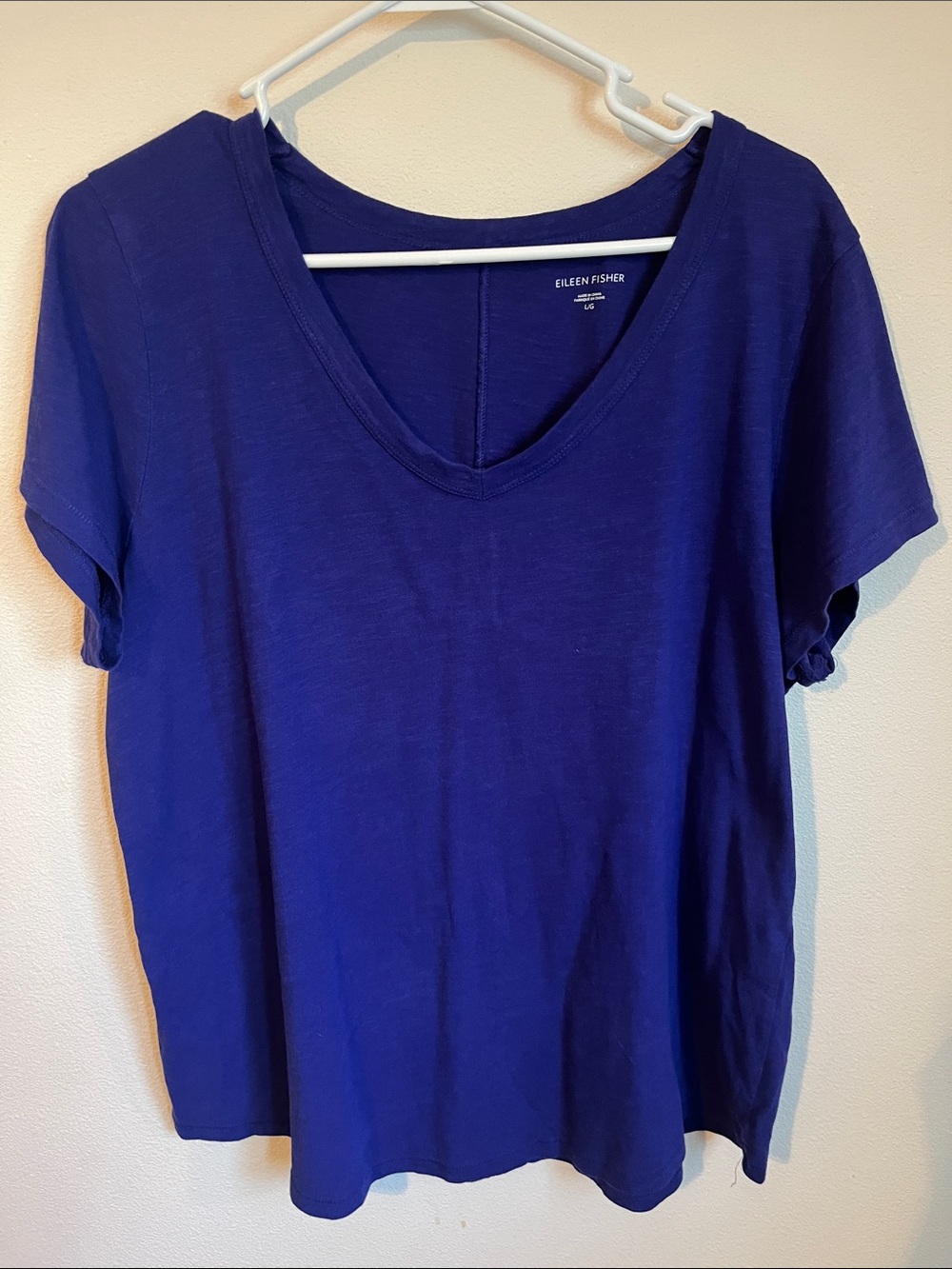 Eileen Fisher Deep Blue V-Neck Short Sleeve Tee
